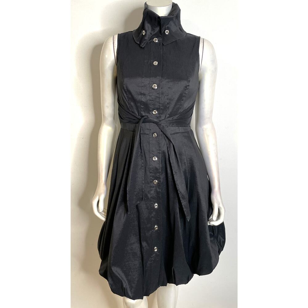 Frank Lyman Dress Womens 4 NWOT Black Bubble Hem Sleeveless Tie Waist